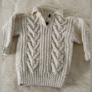Vintage Child’s Cable Knit Fisherman’s Irish Aran Sweater No Tags wool? 12-18?